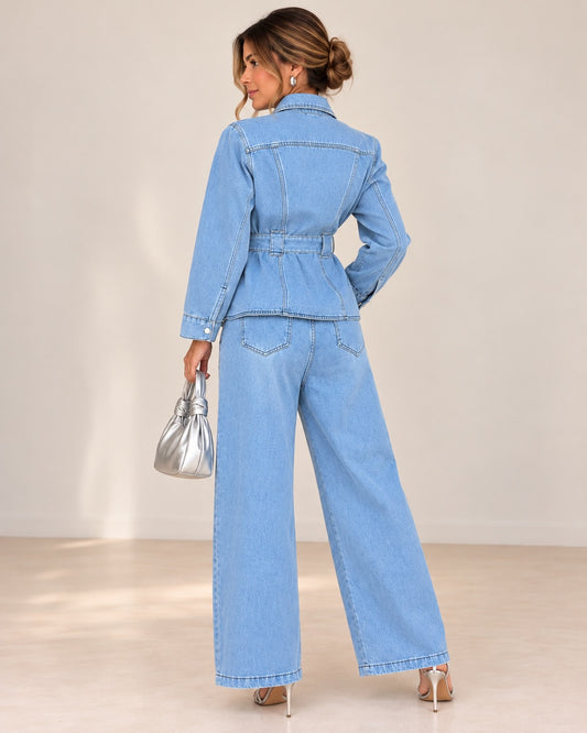 Sara Denim Pant Set