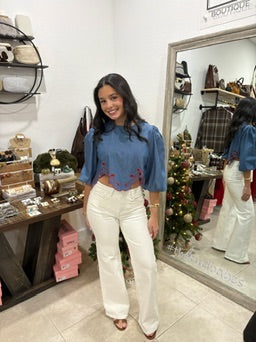 Carmine Denim Top