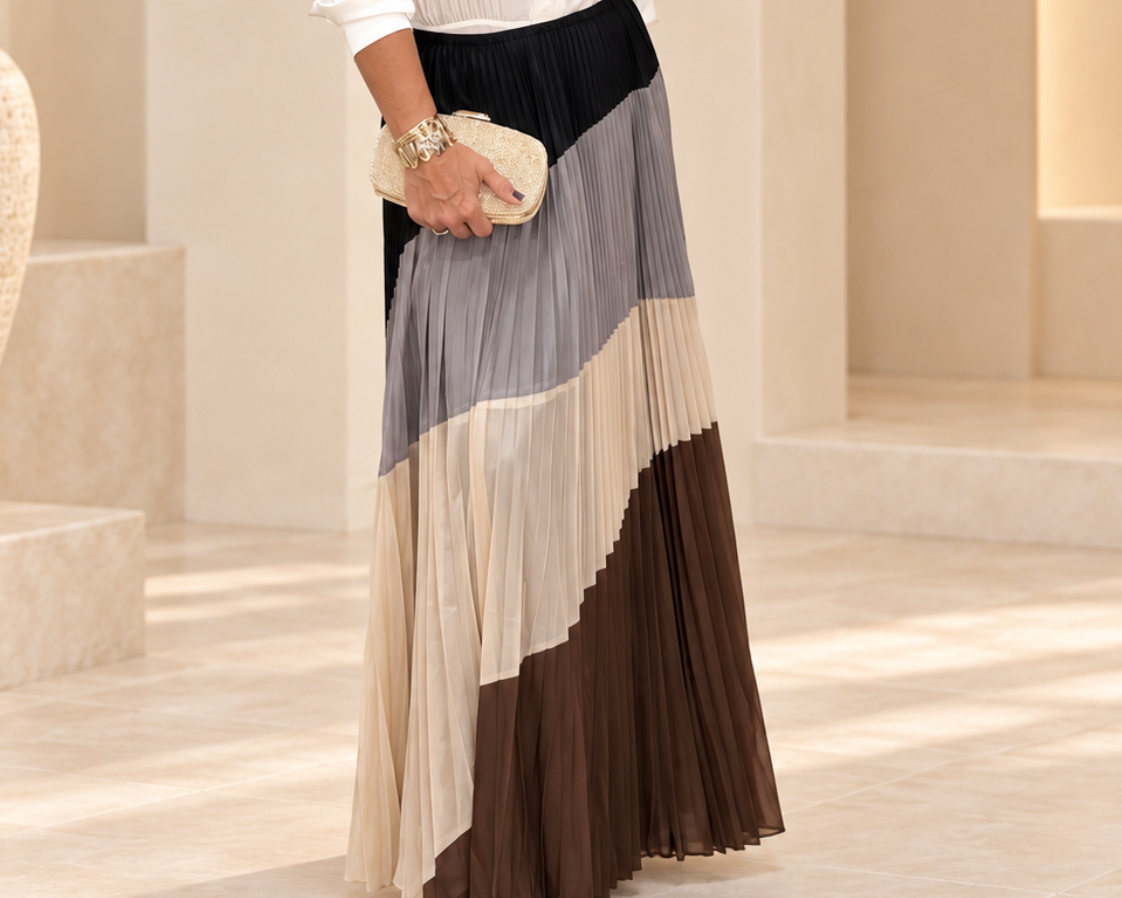 Mocha Wave Pleated Skirt