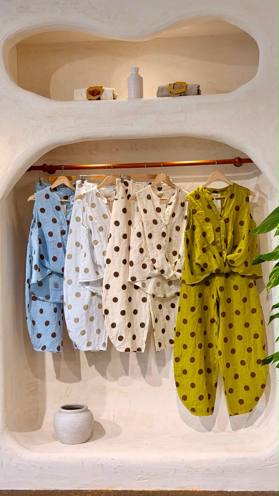 Juana Polka Dot Linen Pant Set
