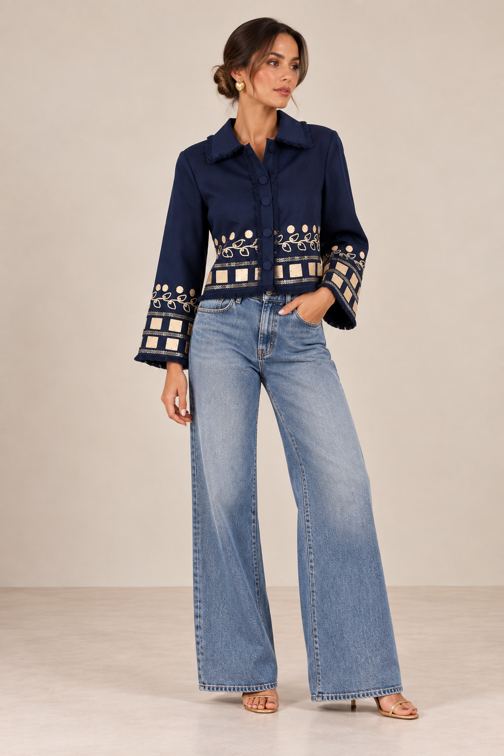 Embroidered Navy Jacket
