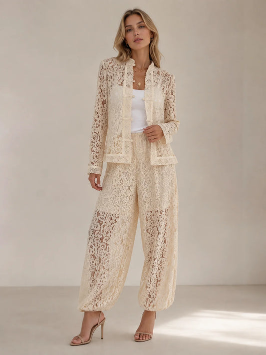 Ivory Lace Pant Set