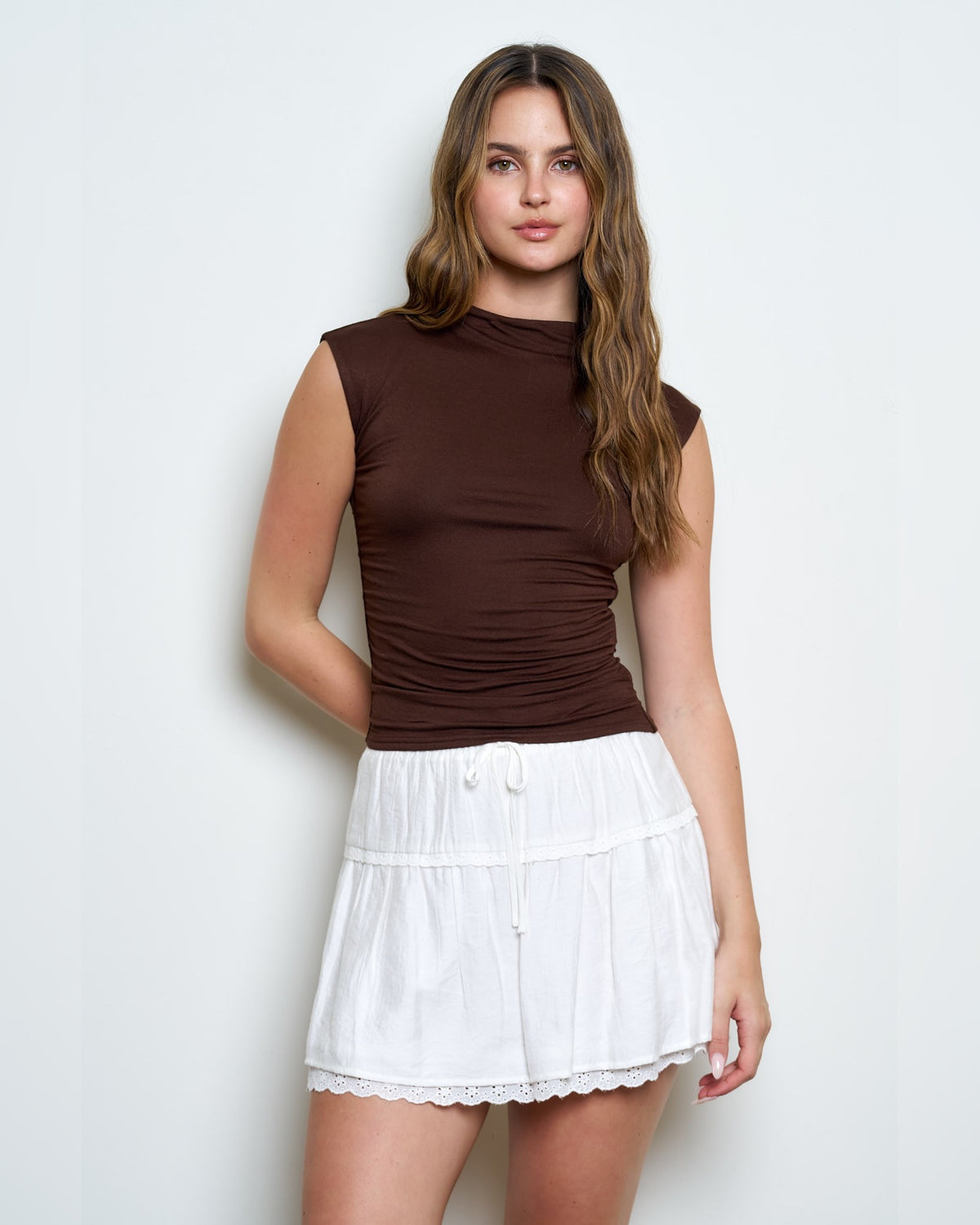 The Funnel Neck Scrunch Knit Top