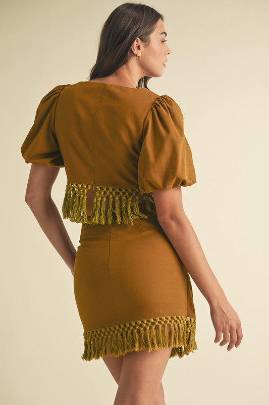 Lili Fringe Crop Top & Mini Skirt