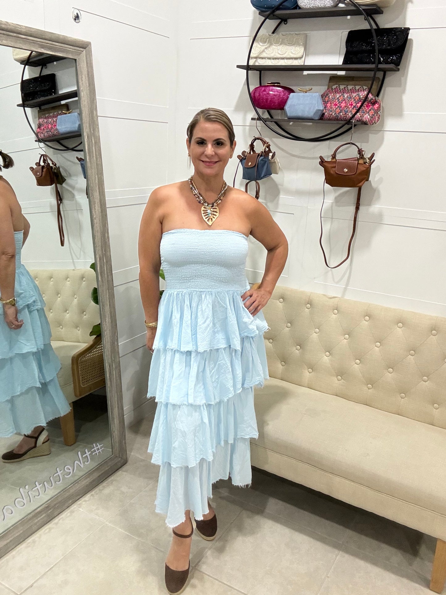 Azul-Strapless Cotton Dress