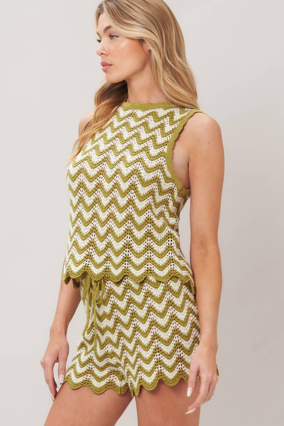 Olive Crochet Short Set