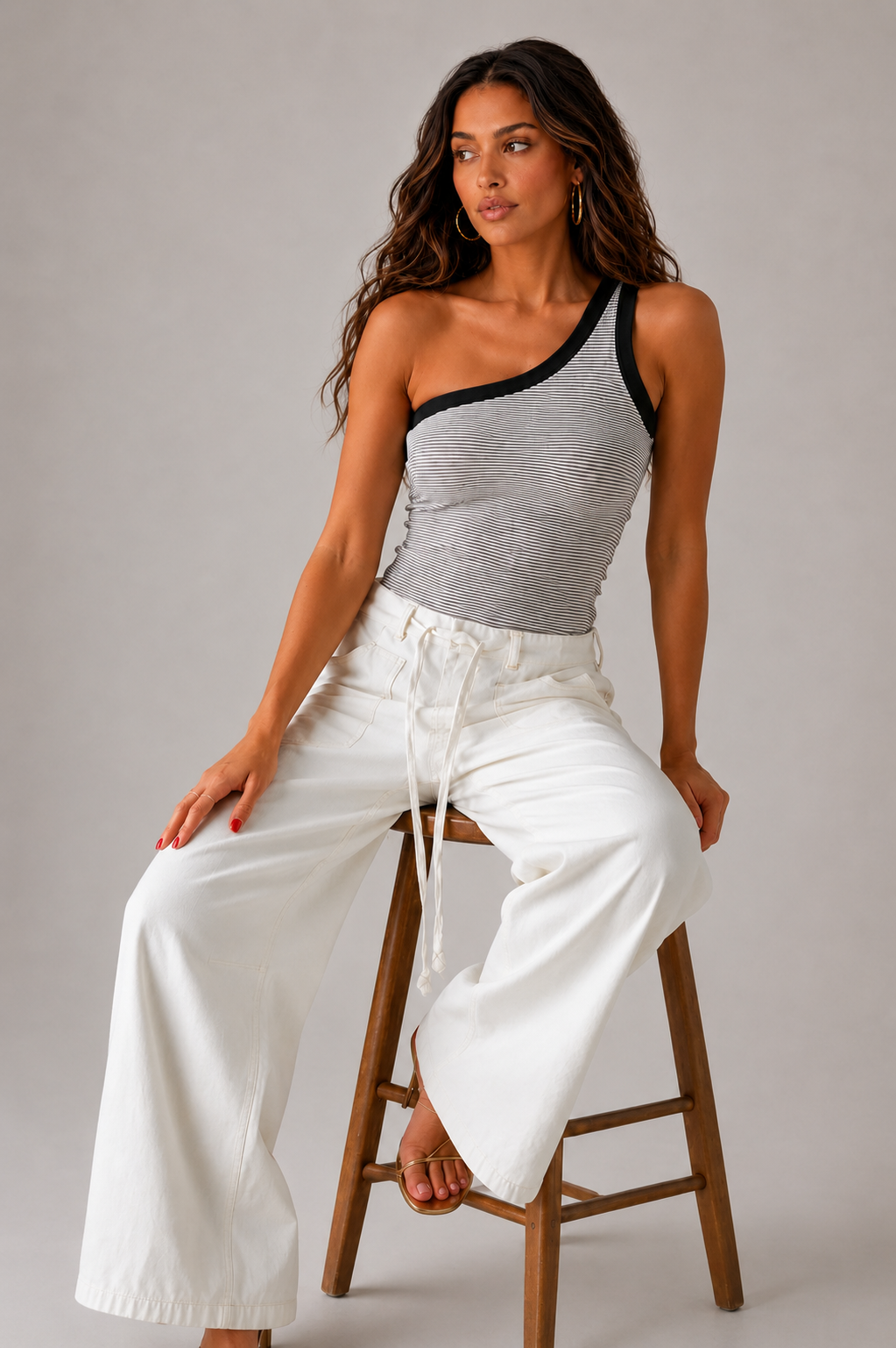 One Shoulder Stripe Top