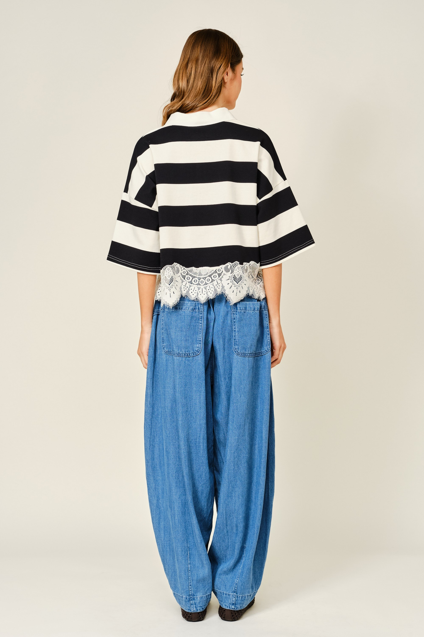 Stripe & Lace Top