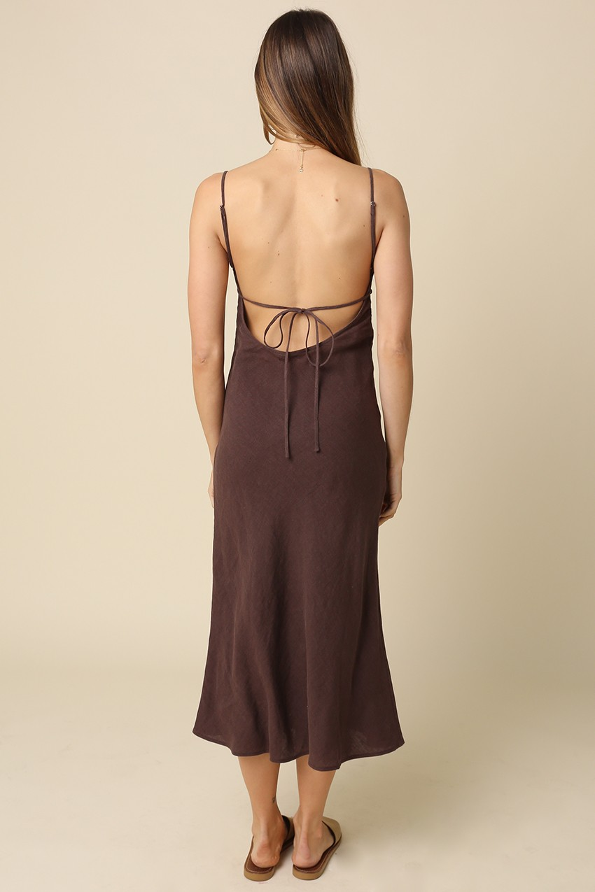 Elena Linen Open-Back Midi