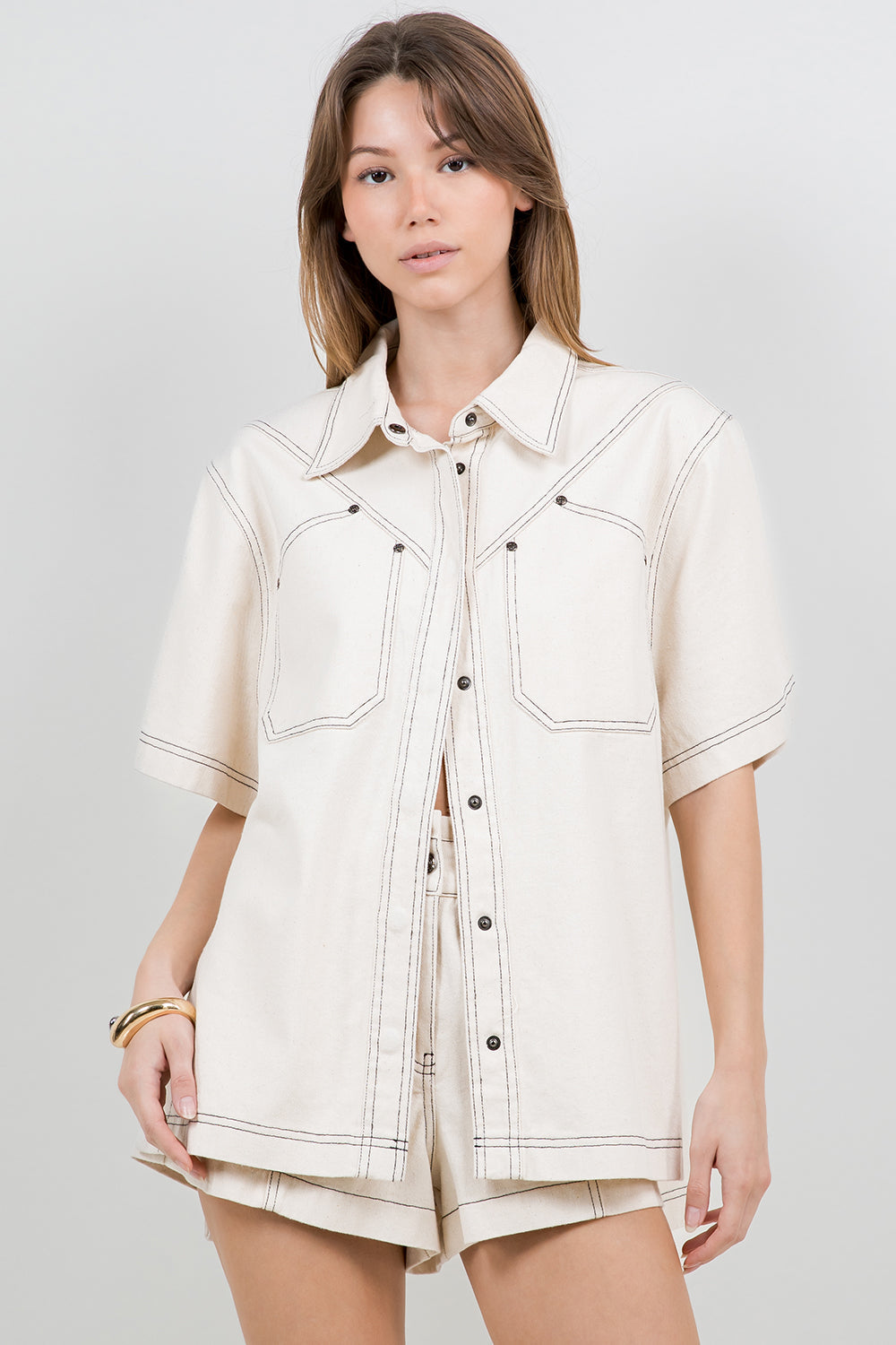 Ivory Outline Button-Up Shirt