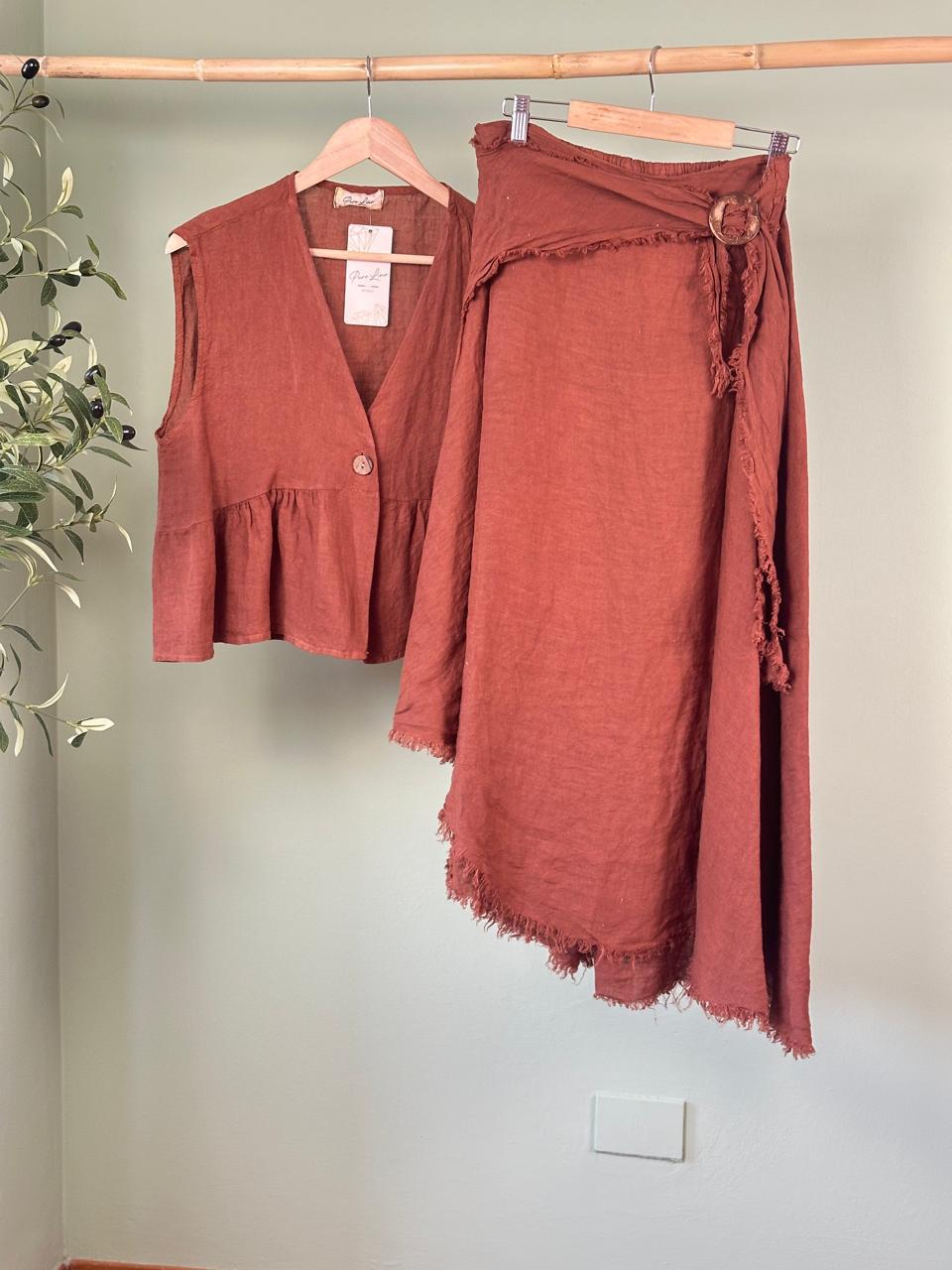 Rafa Linen Wrap Skirt Set