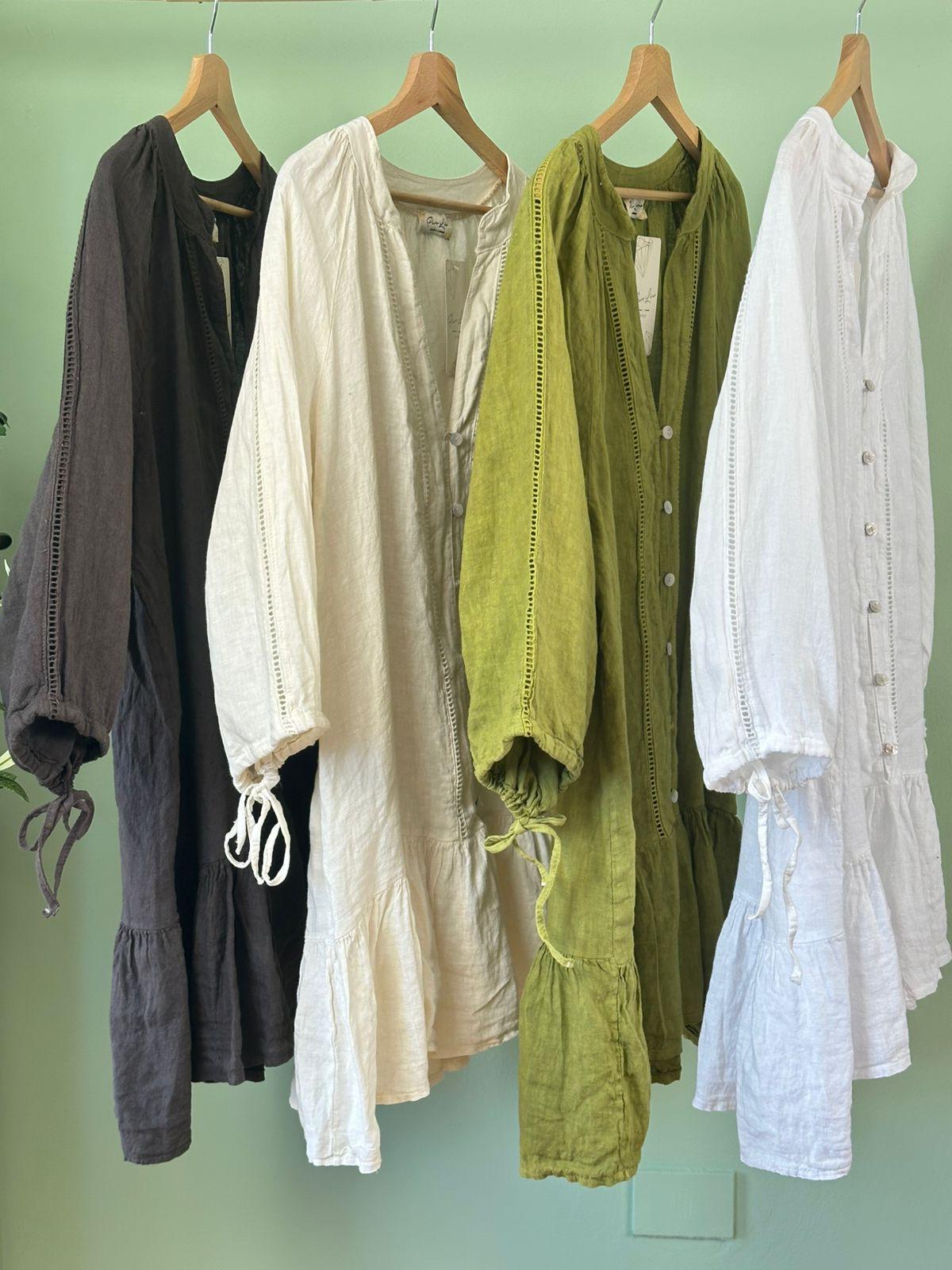 Olive Grove Linen Dress