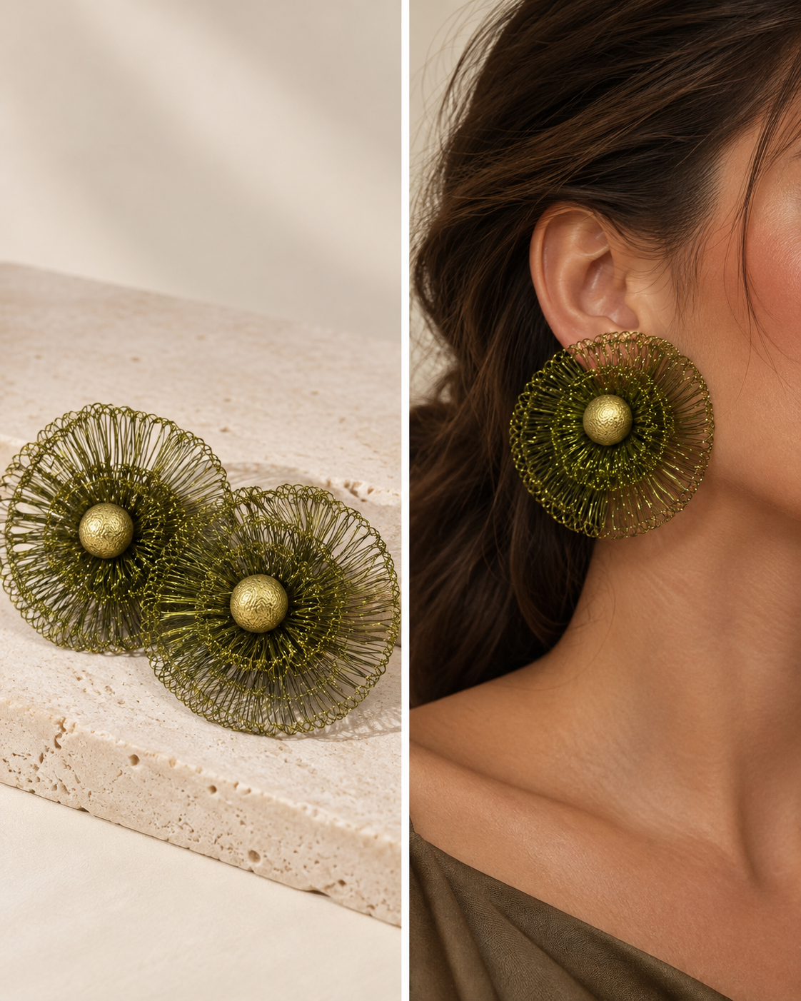 Olive Floral Earrings