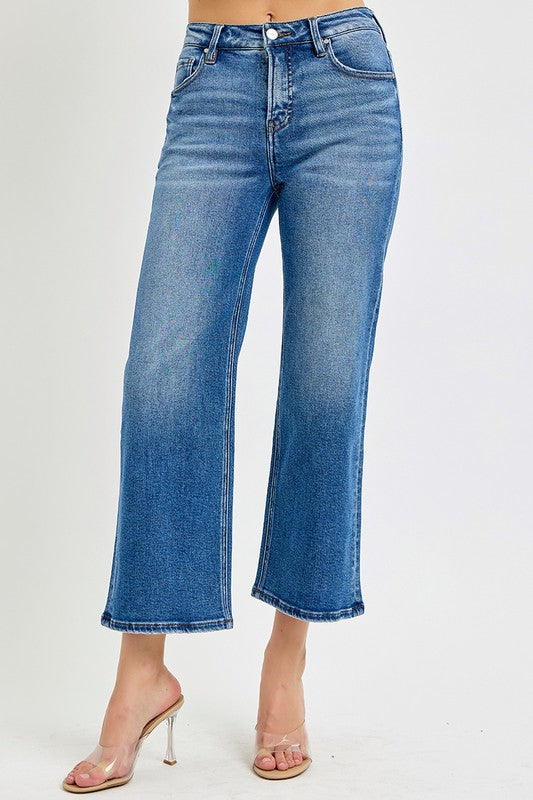 Wild Ease Mid-Rise Crop Wide Jeans