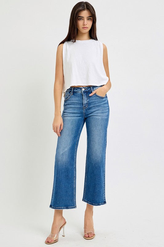 Wild Ease Mid-Rise Crop Wide Jeans