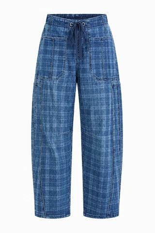 Slouchy Barrel Plaid Jeans