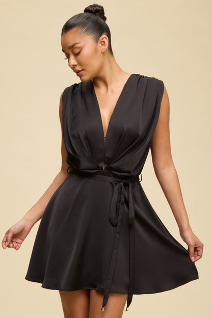 Satin Flare Mini Dress