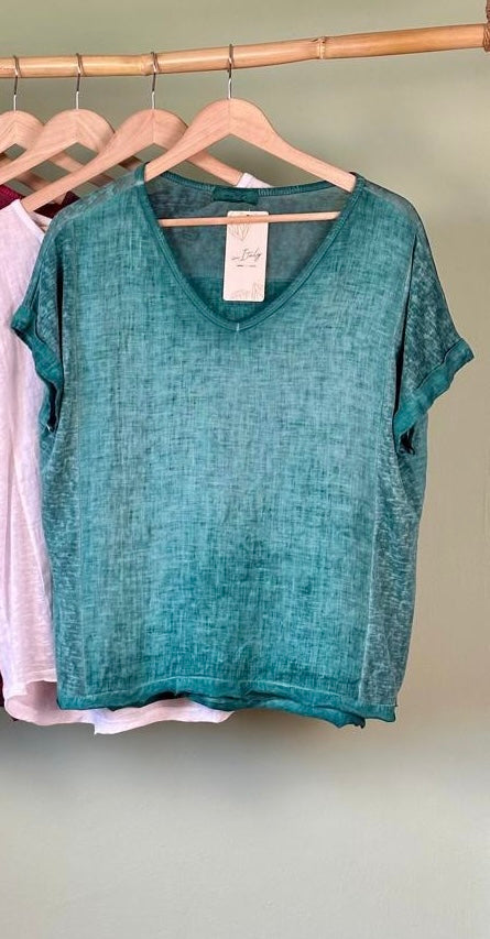 Eliza V Neck linen blouse