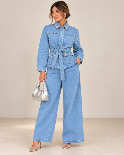 Sara Denim Pant Set