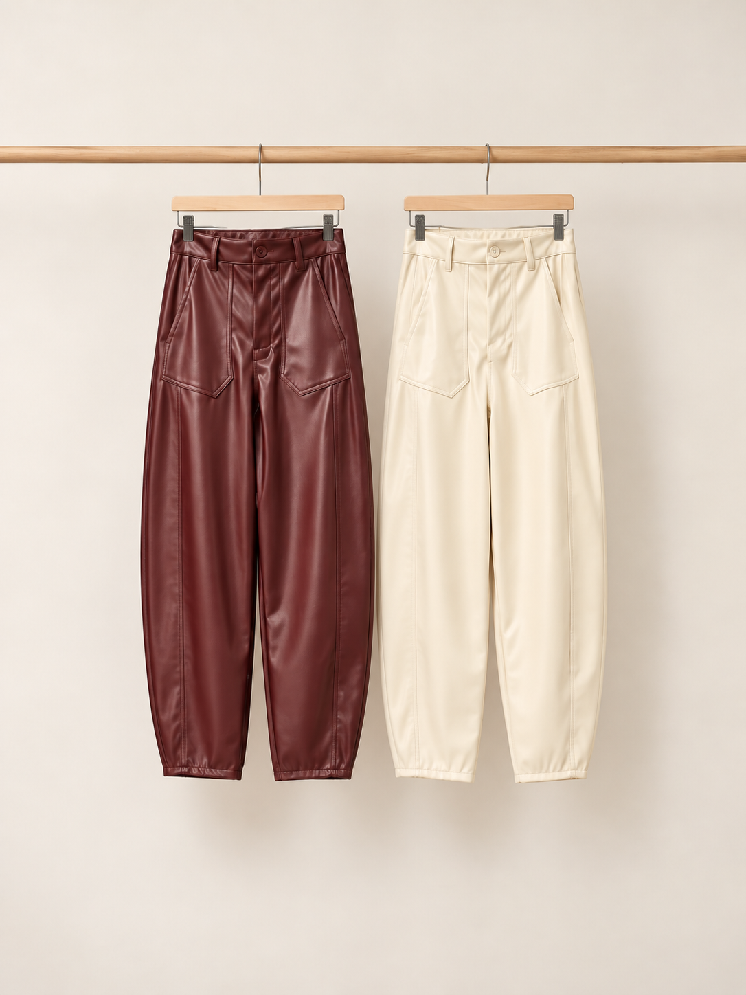 Italian Faux Leather Barrel Pants