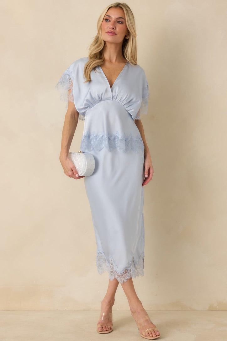 Blue Satin Skirt Set