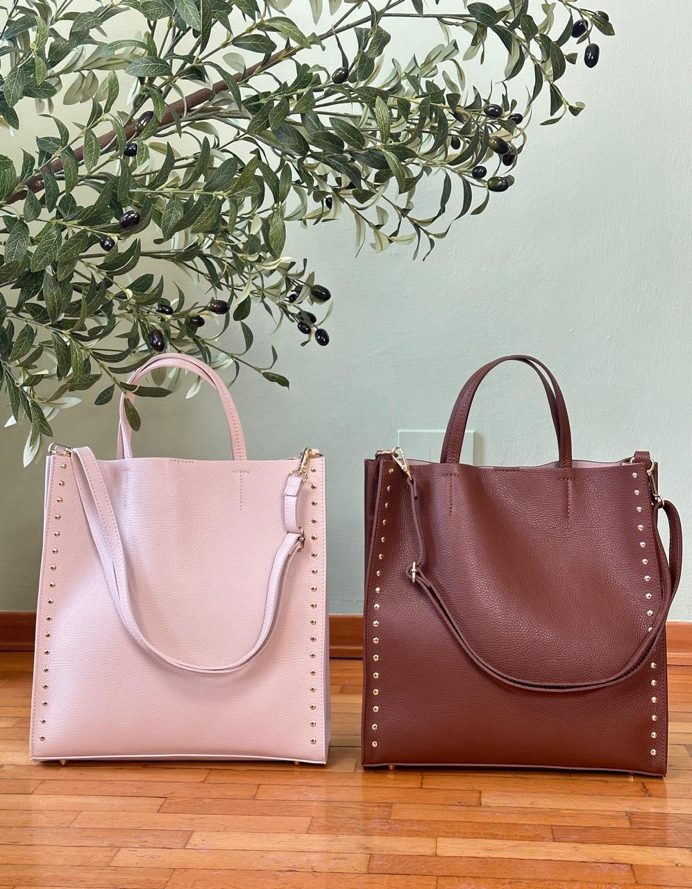 Milano Studded Leather Tote