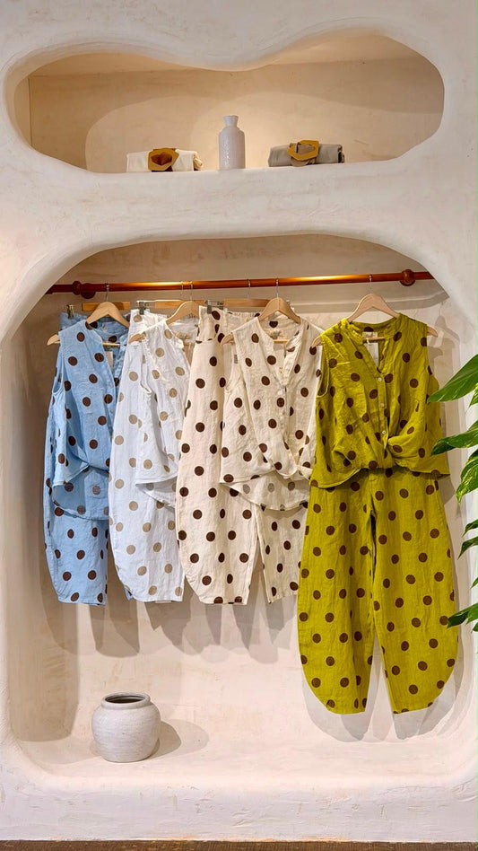 Juana Polka Dot Linen Pant Set