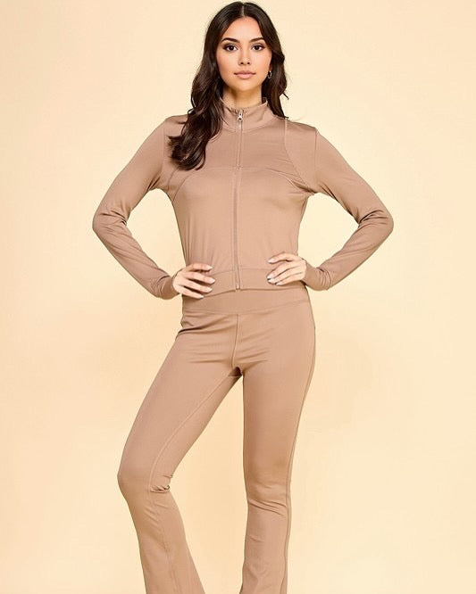 Niki Jacket & High Rise Yoga Flare Pantsuit