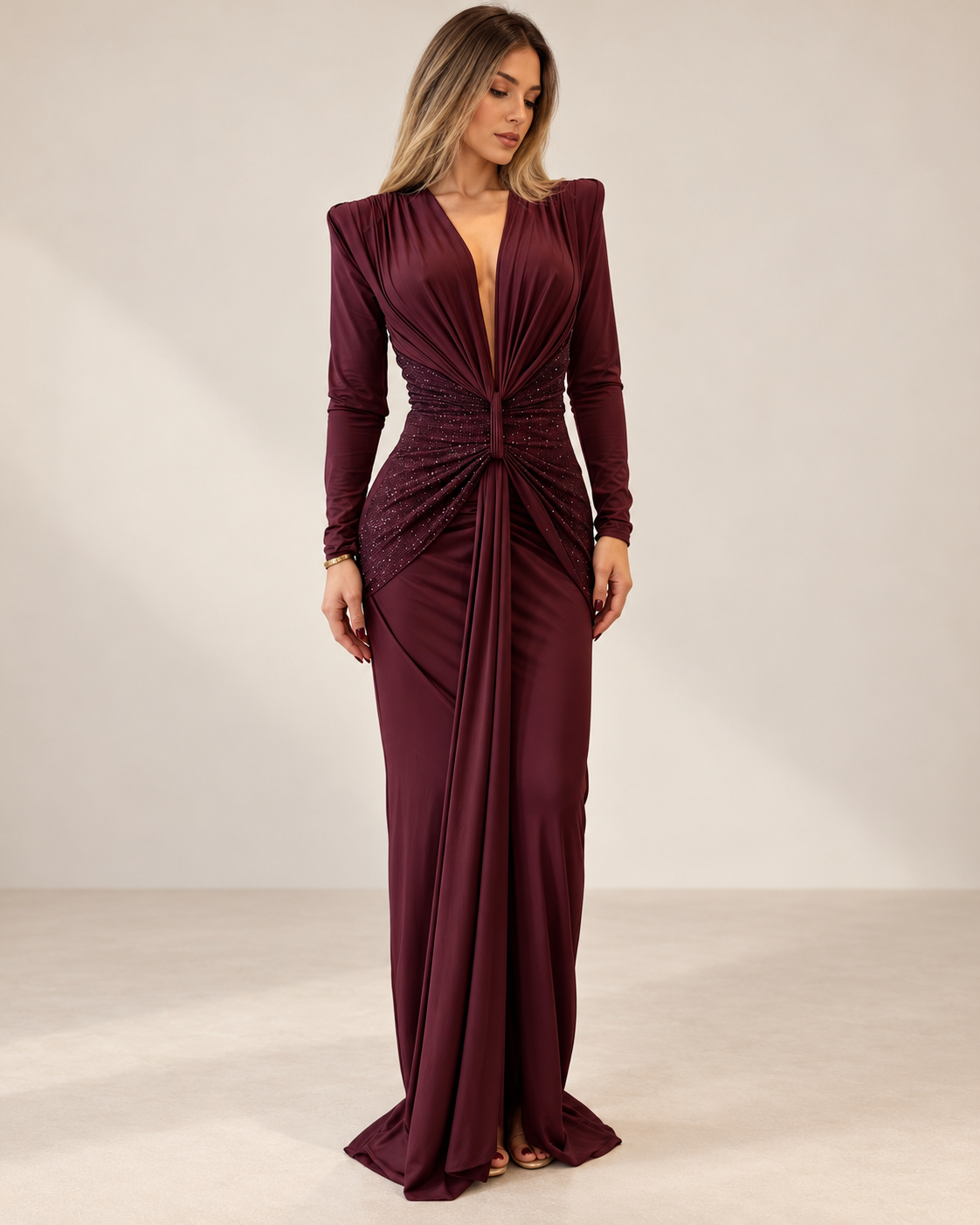Ruby Shimmer Maxi Dress