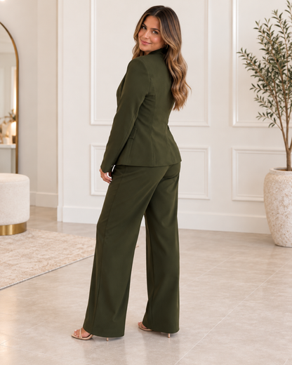 Olive Modern Mandarin Collar Set