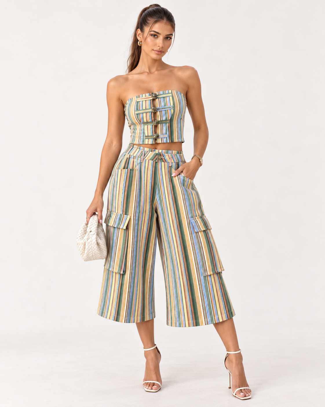 Retro Stripe Culotte Set