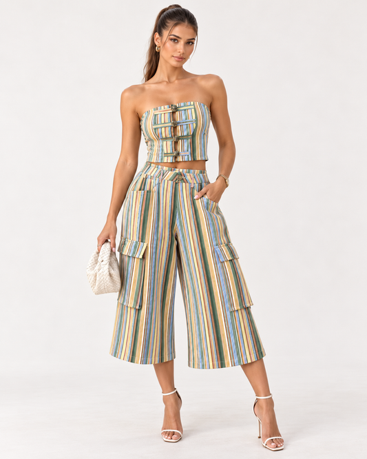 Retro Stripe Culotte Set