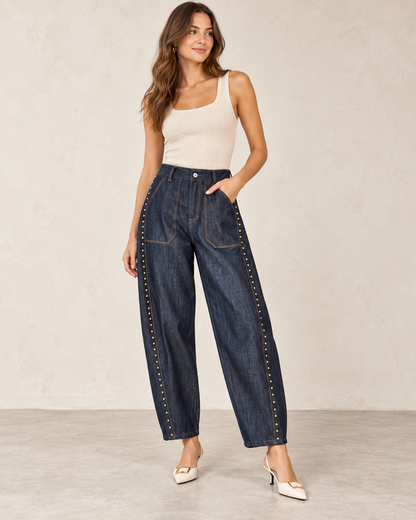 Studded Barrel Jeans
