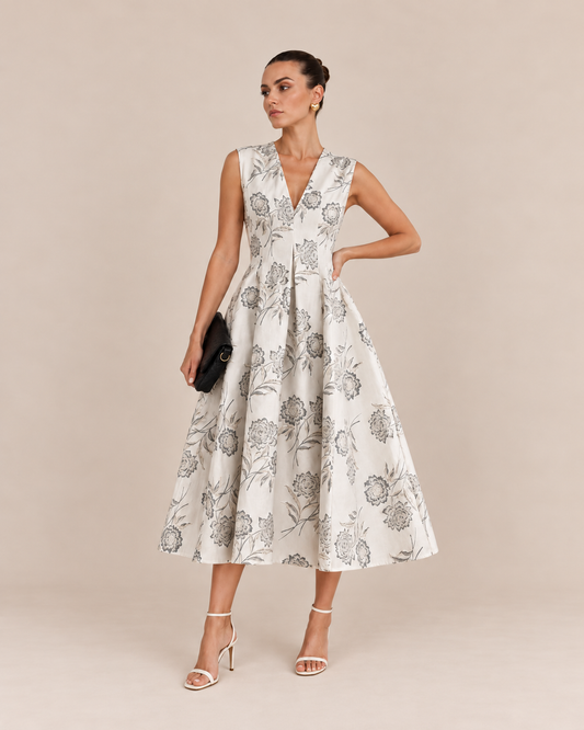 Ivory Bloom Midi Dress