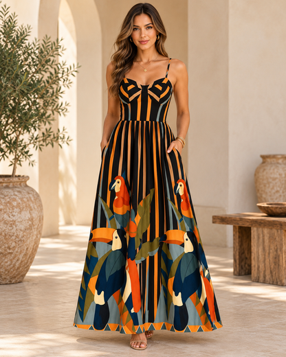 Toucan Sunset Maxi Dress