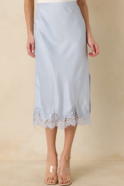 Blue Satin Skirt Set