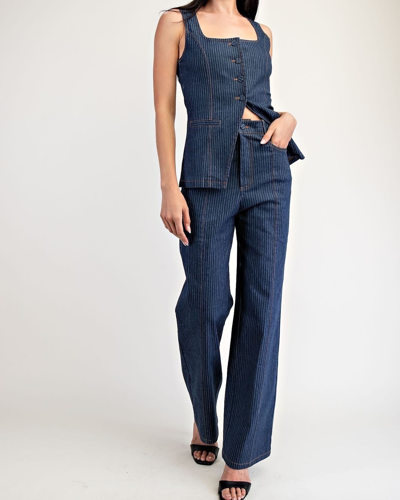 Mila Denim Vest & Pants Set