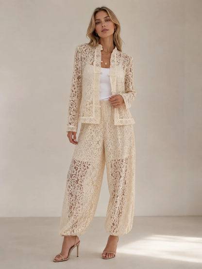 Ivory Lace Pant Set