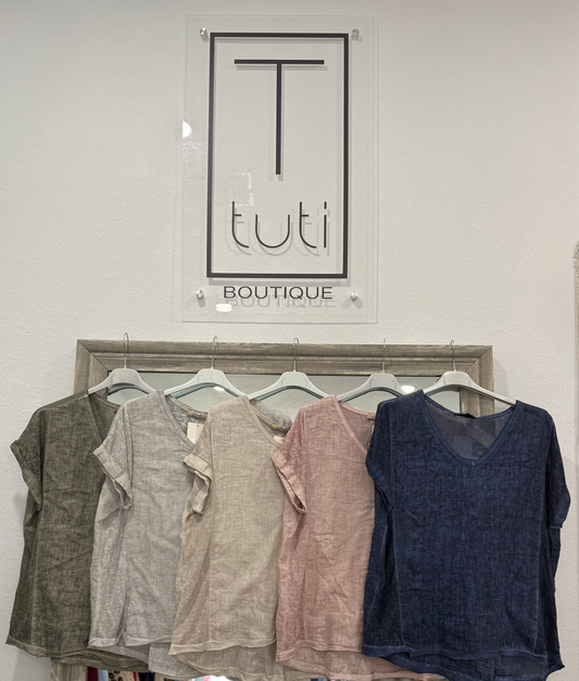 Eliza V Neck linen blouse