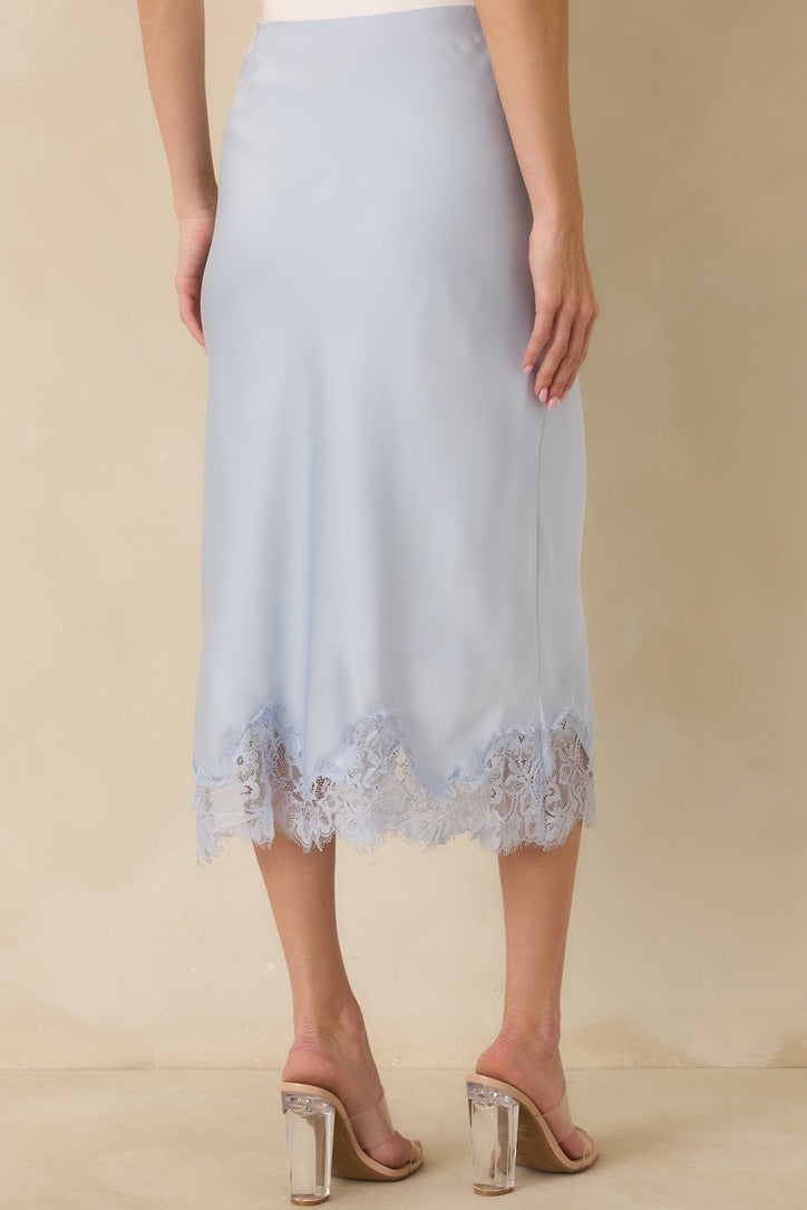 Blue Satin Skirt Set