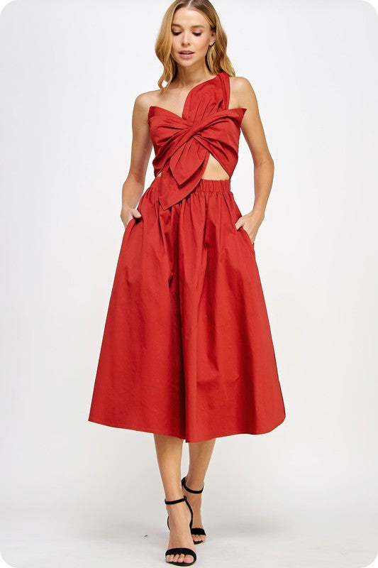 Scarlet Brick Red Midi