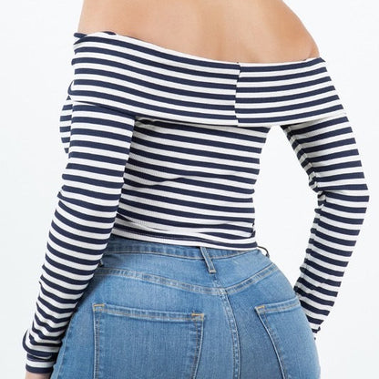 Navy Off the Shoulder Top