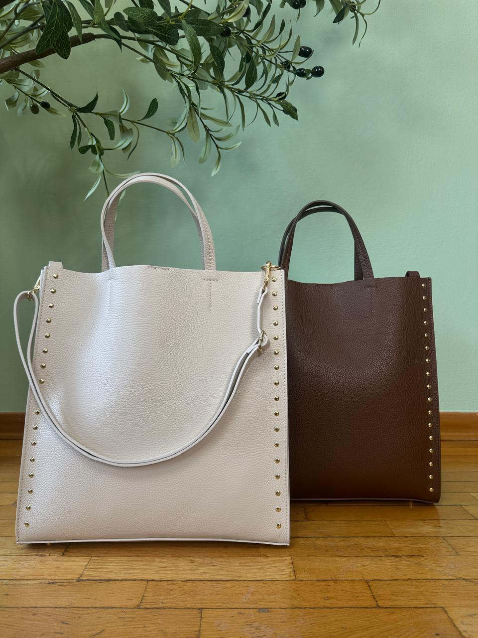 Milano Studded Leather Tote