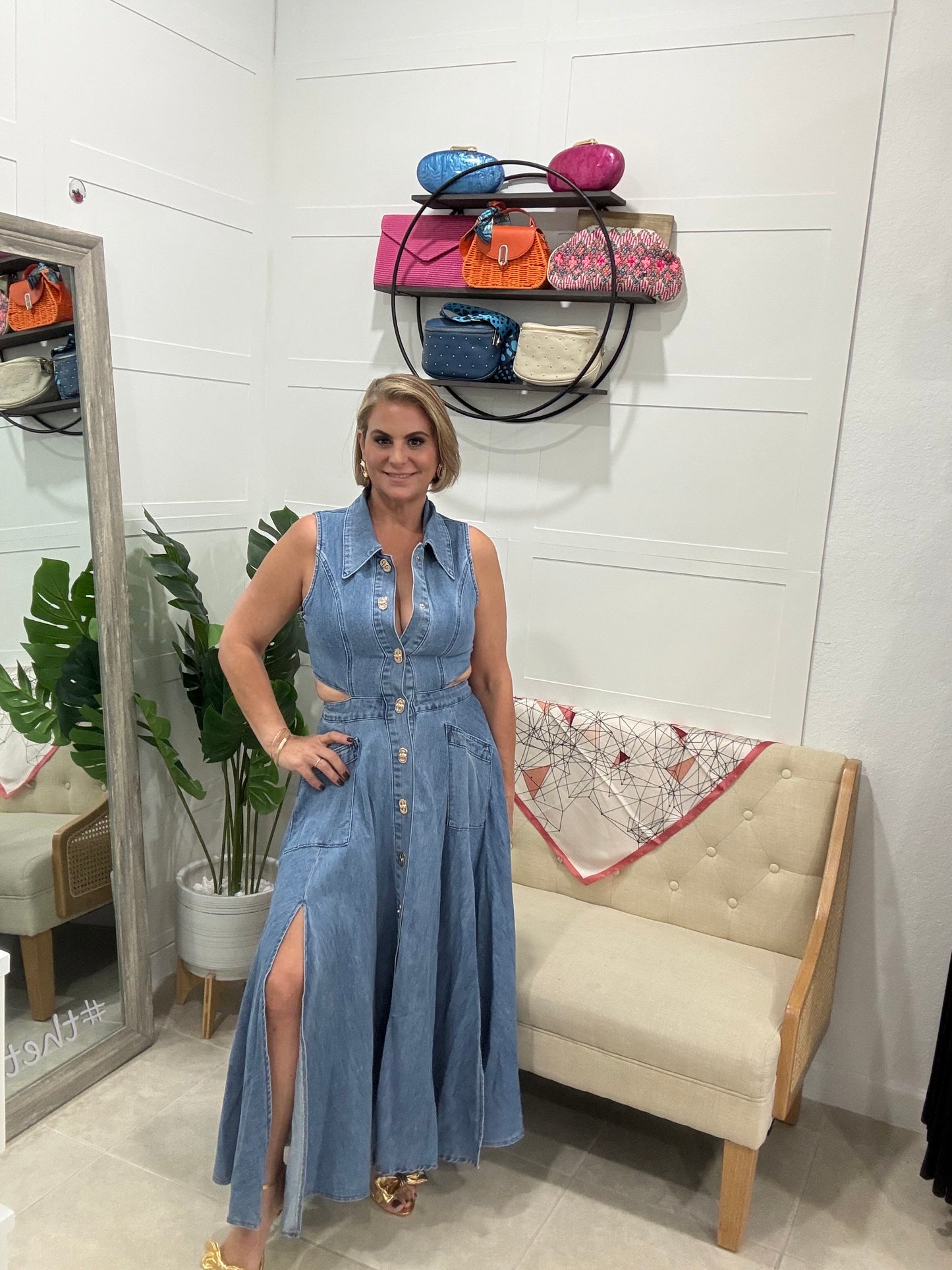 Ariana Denim Cutout Dress