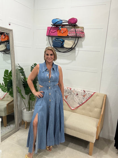 Ariana Denim Cutout Dress