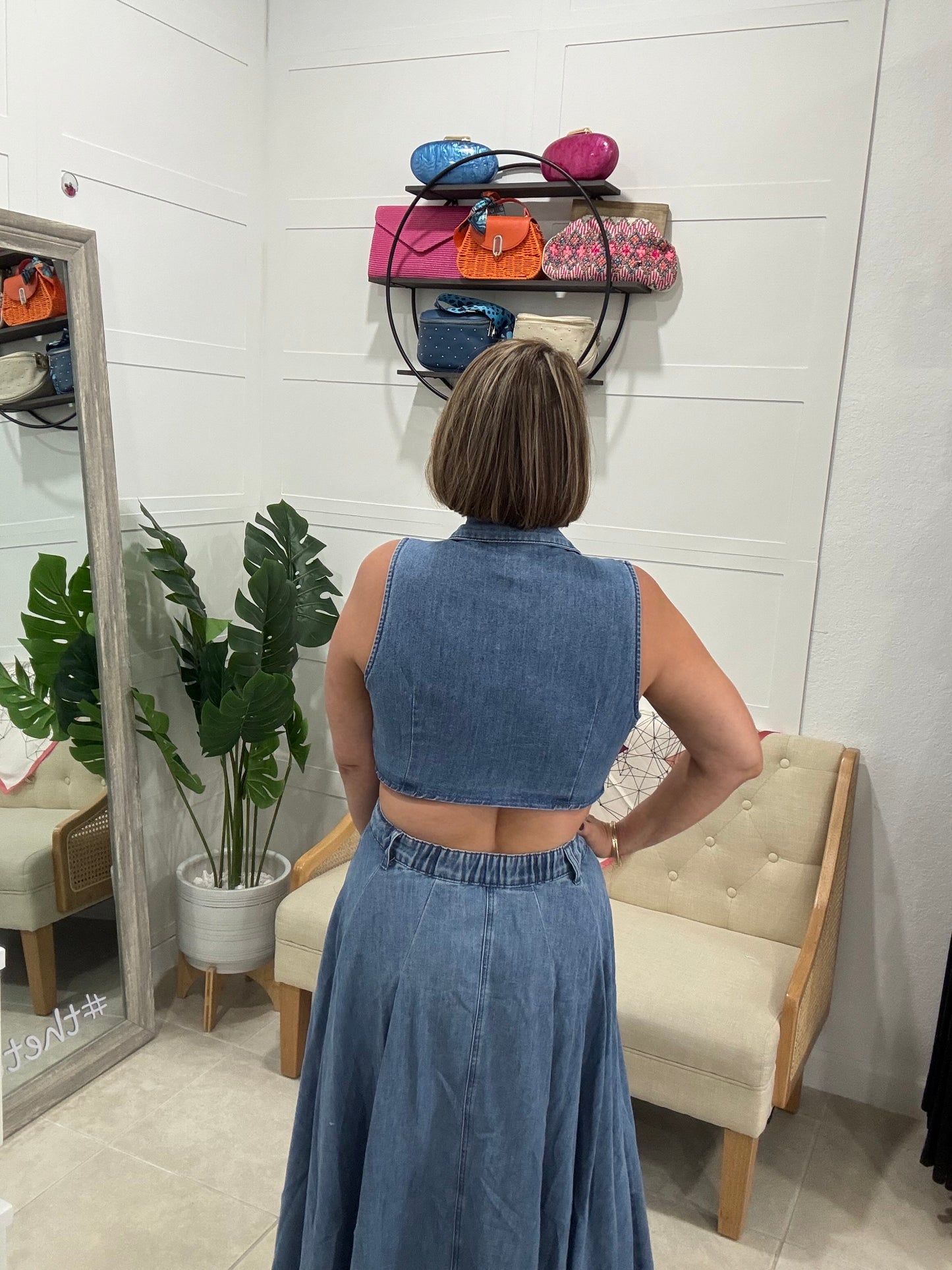 Ariana Denim Cutout Dress