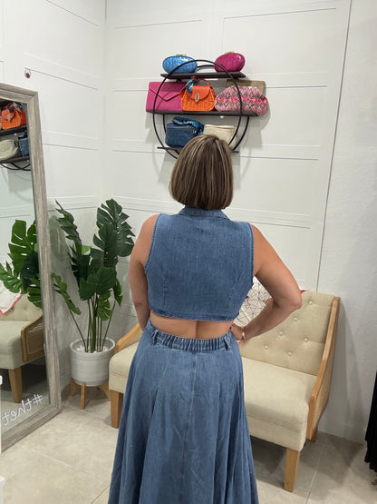 Ariana Denim Cutout Dress