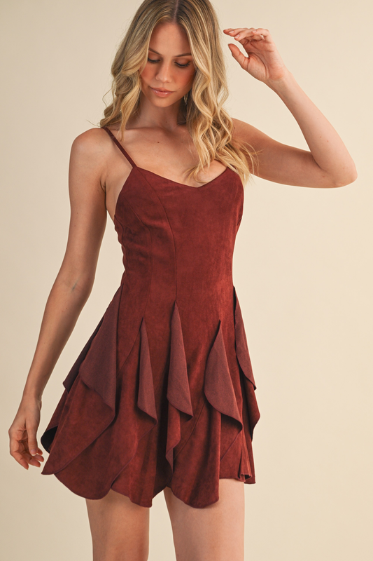 Suede Cascade Dress