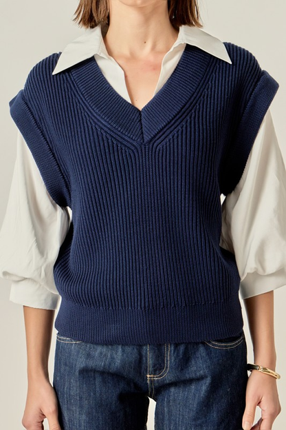 Mixed Media Sweater Top