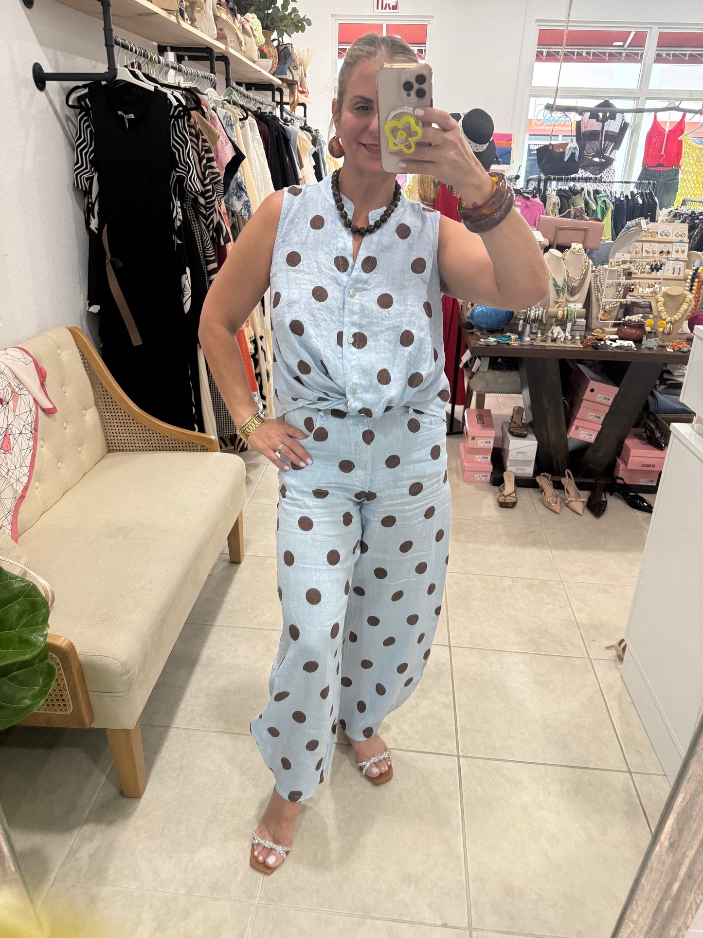 Juana Polka Dot Linen Pant Set